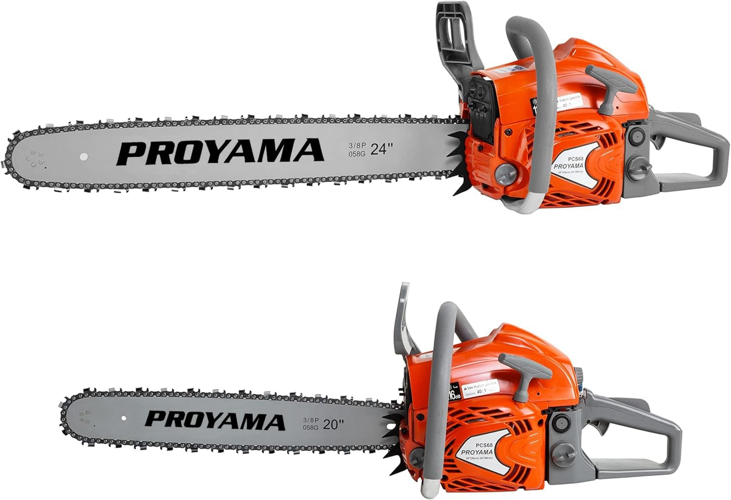 PROYAMA 68CC 2-Cycle Top Handle Gas Powered Chainsaw 24 Inch 20 Inch Petrol Handheld Cordless Chain Saw for Tree Wood Cutting