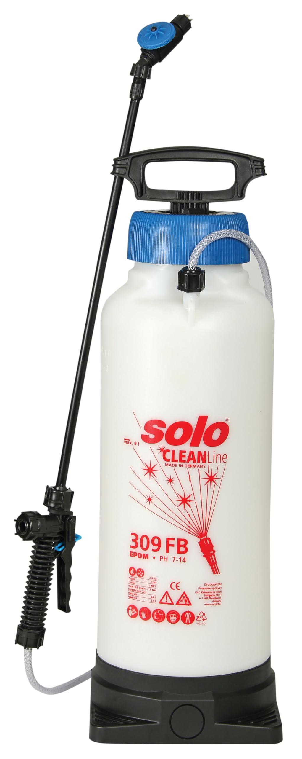 SOLO 309-FB 2.5-Gallon CLEANLine Handheld Foaming Sprayer W/EPDM Seals (PH 7-14) and O-Rings