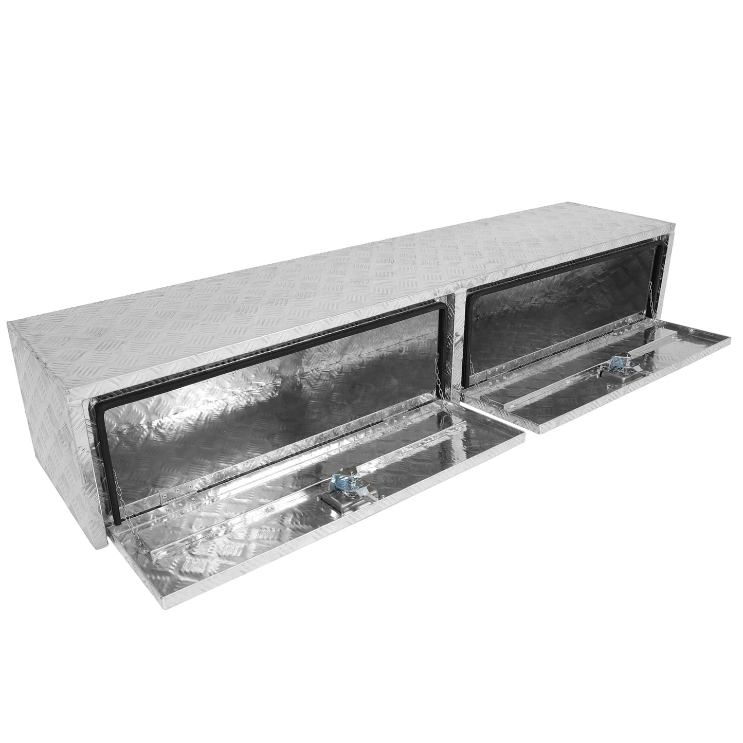 SCITOO 72" Aluminum Diamond Plate Truck Bed Tool Box,Heavy Duty Crossover Storage for Most Full Size Pickups,Lockable Weatherproof Chest,Fits 72"WX16"DX16"H Truck Beds,Easy Access to Load and Unload