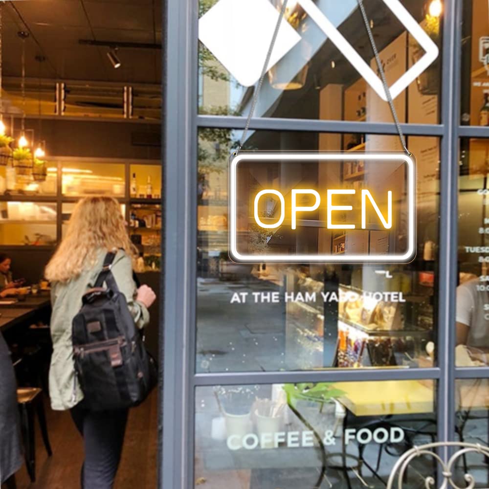 Open Signs for Business, COB Chip LED Neon Open Sign, 16"x 9" Bright Electric Light Up Open Signs with ON/OFF Switch for Bars, Stores, Coffee Shop, Hotel, Window, Outdoor etc.