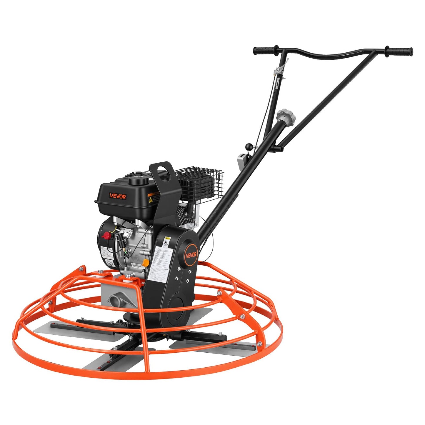 VEVOR Power Trowel, 34.8 inch Trowel Diameter Concrete Finishing Machine, 5.5HP Engine, 4 Blades, Adjustable Pitch, Gas-Powered Walk-Behind Cement Surface Finisher for Smooth Floors, Construction