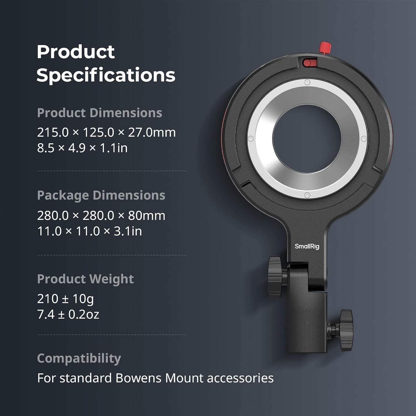 SMALLRIG 60B/60C 100B/100C 3.3lbs 4476 Bowens Mount Adapter, Only for RC & RC Series COB Light, Compatible