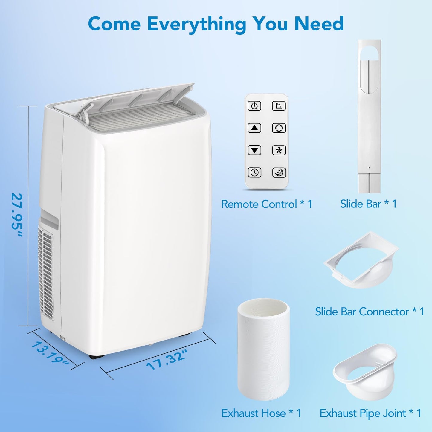 Acekool Portable Air Conditioner, 14,000Btus AC Unit 3-in-1 Portable Air Conditioner w/Dehumidifier & Fan Modes Remote Control for Home up to 450-750 sq. ft. Complete Window Mount Exhaust Kit