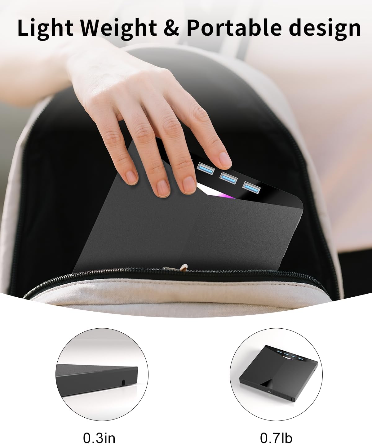 Alphami 7-in-1 2 3.0 External CD/DVD Drive for Laptop, External DVD Drive with USB Ports, External DVD Burner
