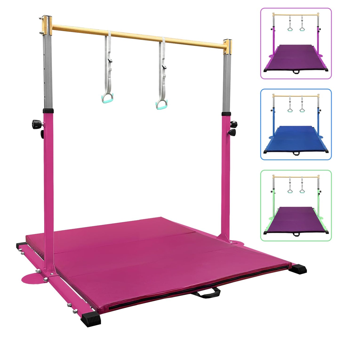 GLANT Gymnastic Kip Bar,Horizontal Bar for Kids Girls Junior,3' to 5' Adjustable Height,Home Gym Equipment,Ideal for Indoor and Home Training,1-4 Levels,300lbs Weight Capacity
