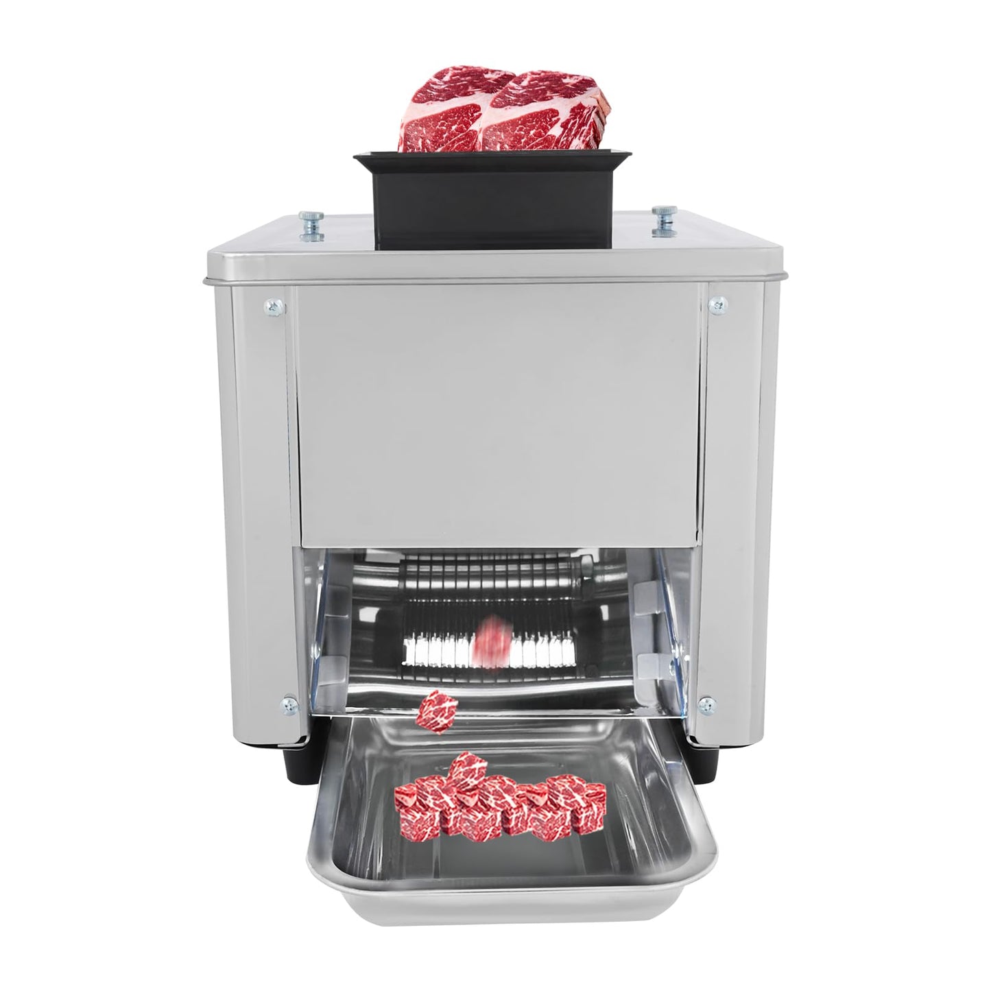850W Electric Meat Cutter Machine, 7mm Thickness 330lb/h Commercial Meat Slicer Shredded Cutting Machine, Stainless Steel Food Cutting Slicer for Slices Strips Cubes Minced Meat, Low Noise