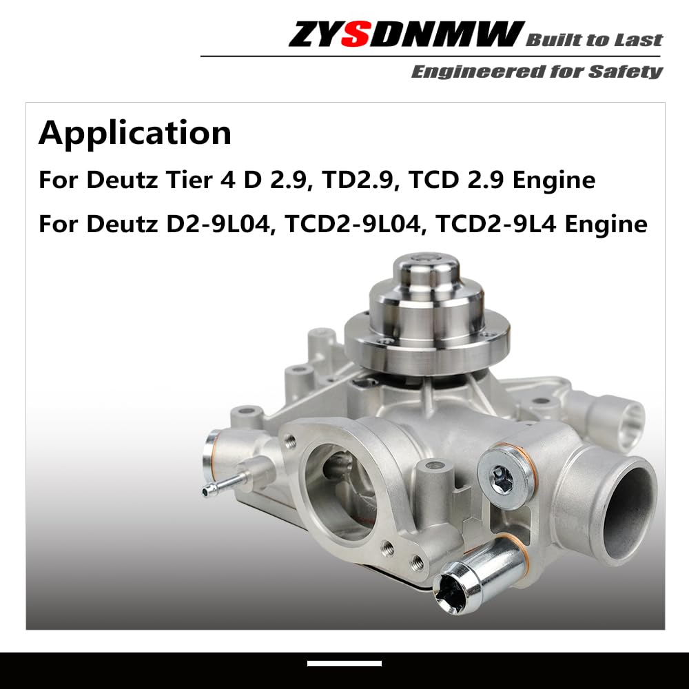 Water Pump Replacement for Deutz Tier 4 D2.9 TD2.9 TCD2.9 L4 Engines 4135550 4138700 4137490 4138560 4137233