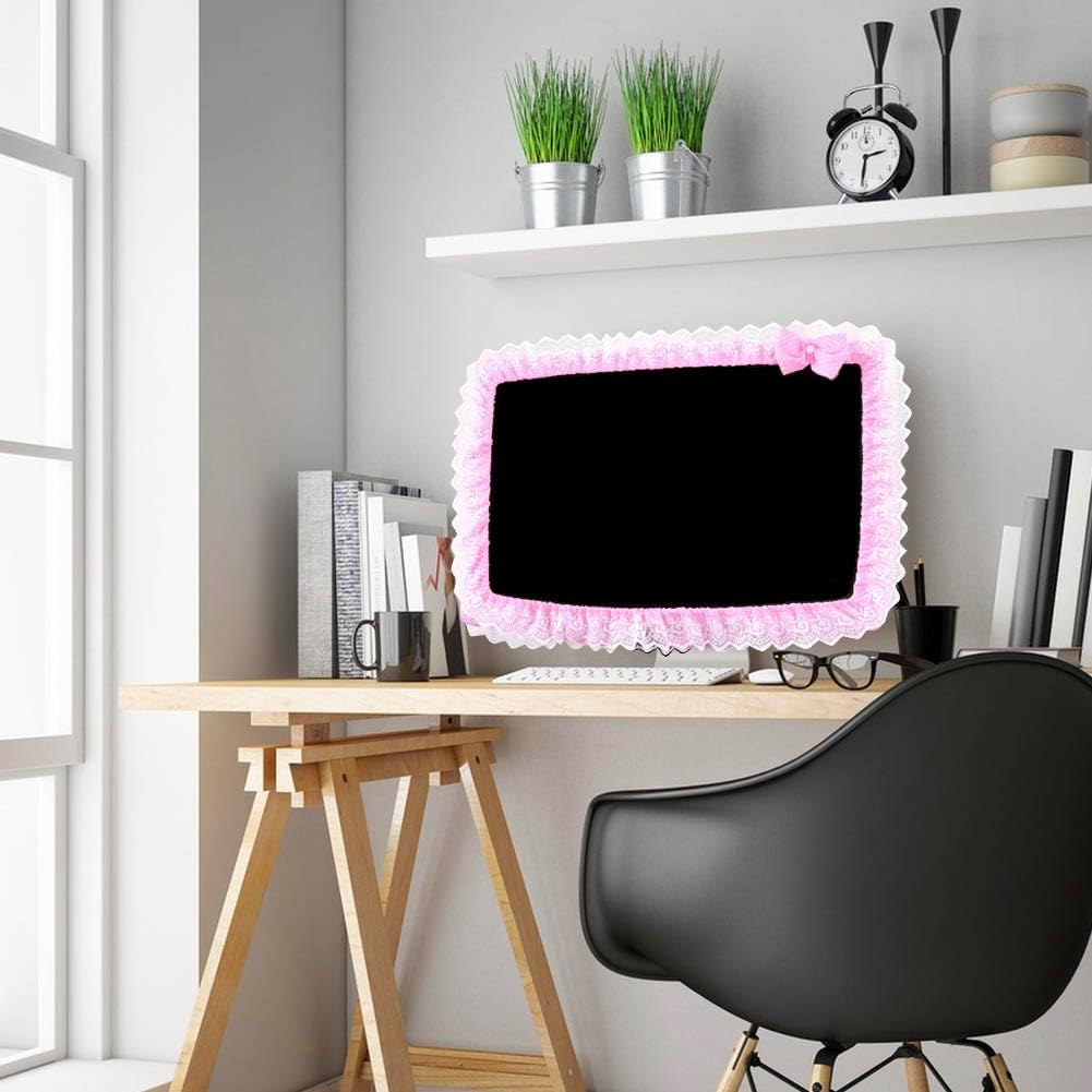 ZUYYON 2 23''-26'' Pcs Lovely Computer Monitor Cover with Bow-Knot Cute Elastic Monitor Dust Cover Protector Monitor