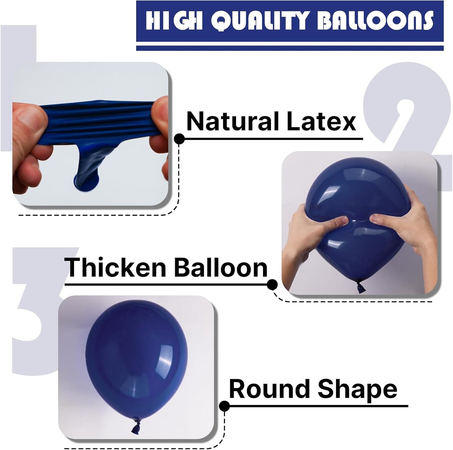 PartyWoo Navy Blue Balloons - 101pcs 12 Inch Dark Blue Latex Helium Balloons for Celebrations