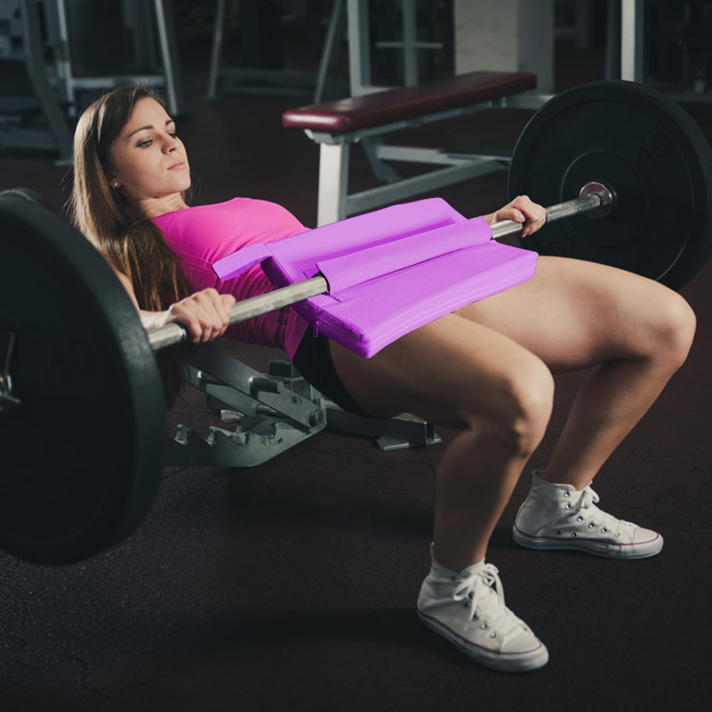 Lights Mountain Square Hip-Thrust Pad Protective Extra Thick Foam pad for Barbell Weightlifting Hip Thrusts and Glute Bridges Workouts Home Gym Equipment (Purple)