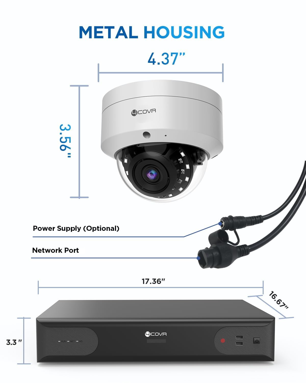 4COVR 64 Channel Security Camera System, Human Vehicle Detection, 48Pcs IK10 Vandal-Proof 8MP Commercial Dome PoE IP Camera IP67 with Mic, 8MP NVR 16TB HDD, 24/7 Business Surveillance, LY54AX8M6448