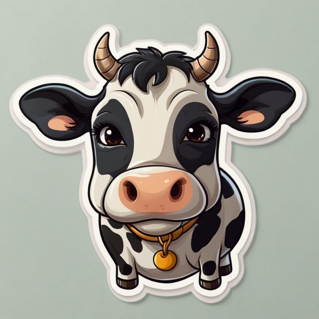 Acatalepsy Sticker 2in, 33) Cute Dairy Cow Stickers for Water Bottle Waterproof Vinyl Kawaii Animal Stickers for Laptop
