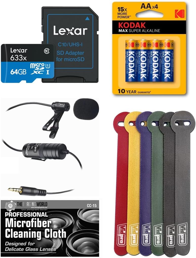 The Imaging World 64GB H4e H4essential Lavalier Microphone Bundle with Card and Accessories for Zoom Recorder