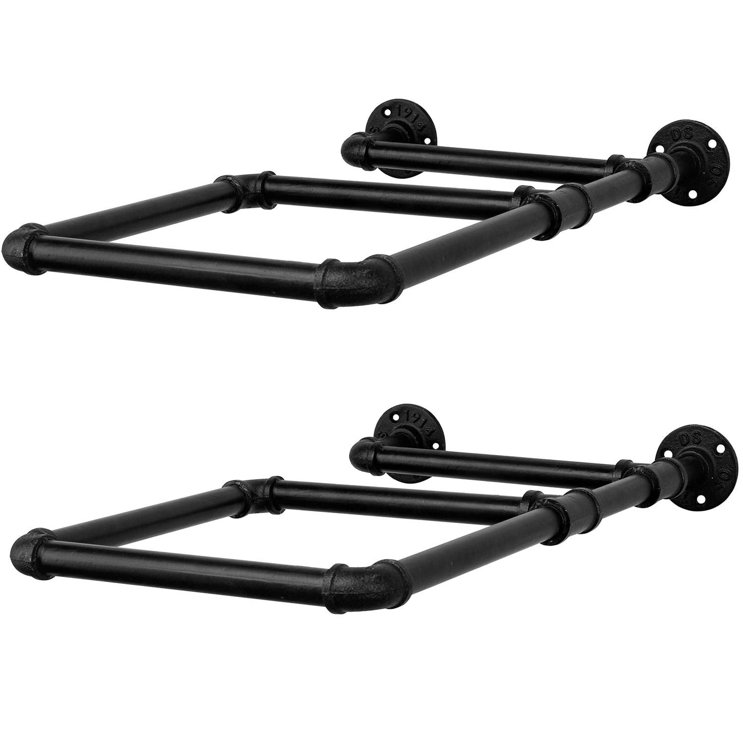 MyGift Set of 2 Yoga Ball Storage Wall Mount, Black Metal Pipe Racks for Exercise Ball Holder, Ball Storage for Home Gym or Studio