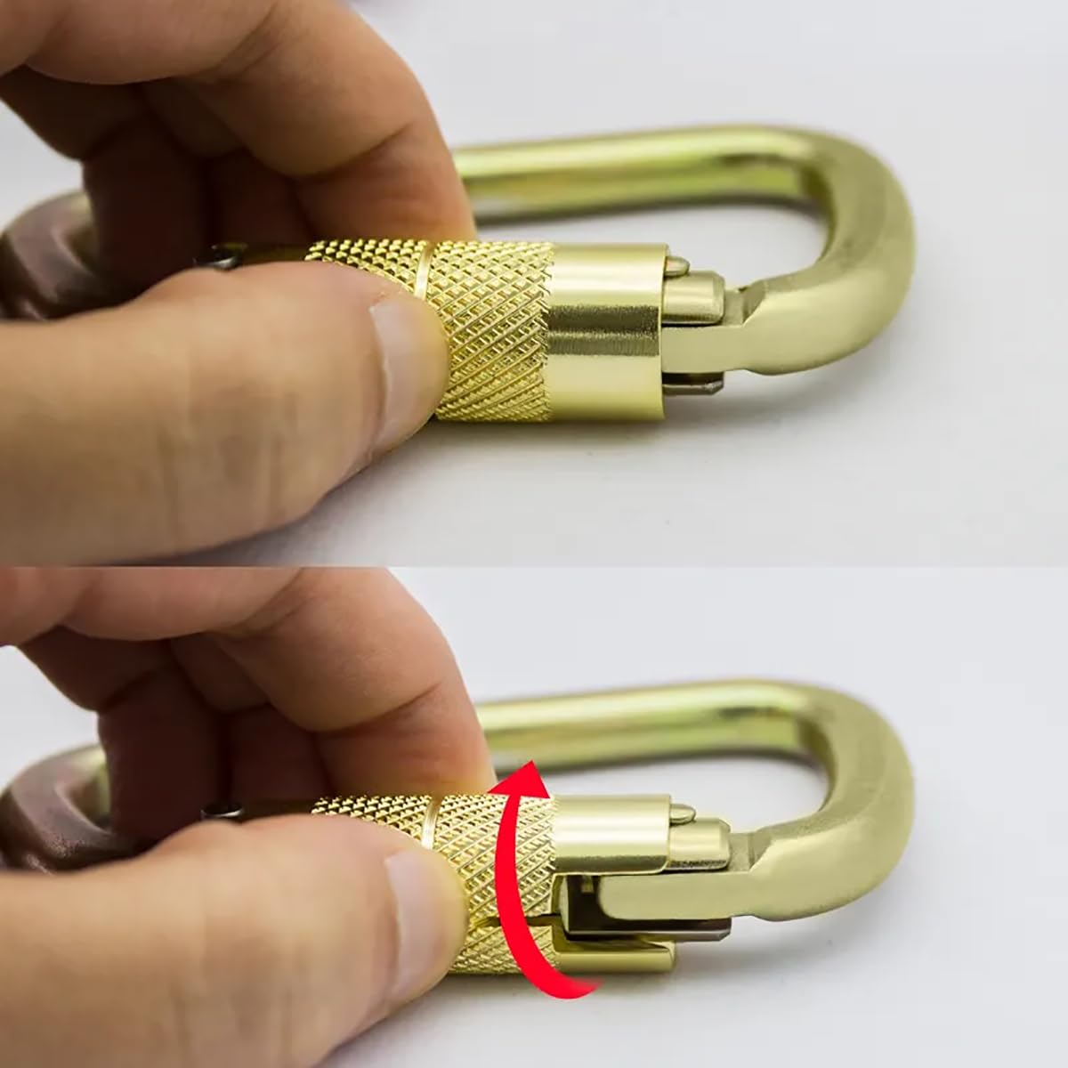 Auto Locking Carabiner 30KN=6500lbs Heavy Duty Large Clip Climbing Carabiner Twist Lock Carabiners for Rock Climbing, Camping, Gym,Rescue (CE Rated,D Shape),Gold
