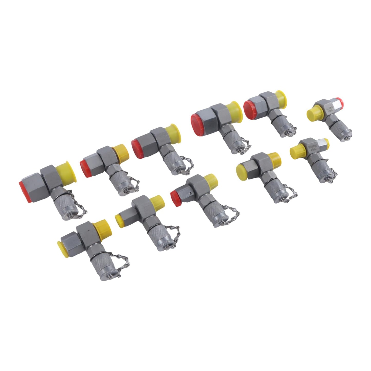 SINOCMP DKO Metric 11-Pack Hydraulic Swivel Run tees DKO Hydraulic Tester Tee Coupling Set for Excavator Construction Machinery Hydraulic System