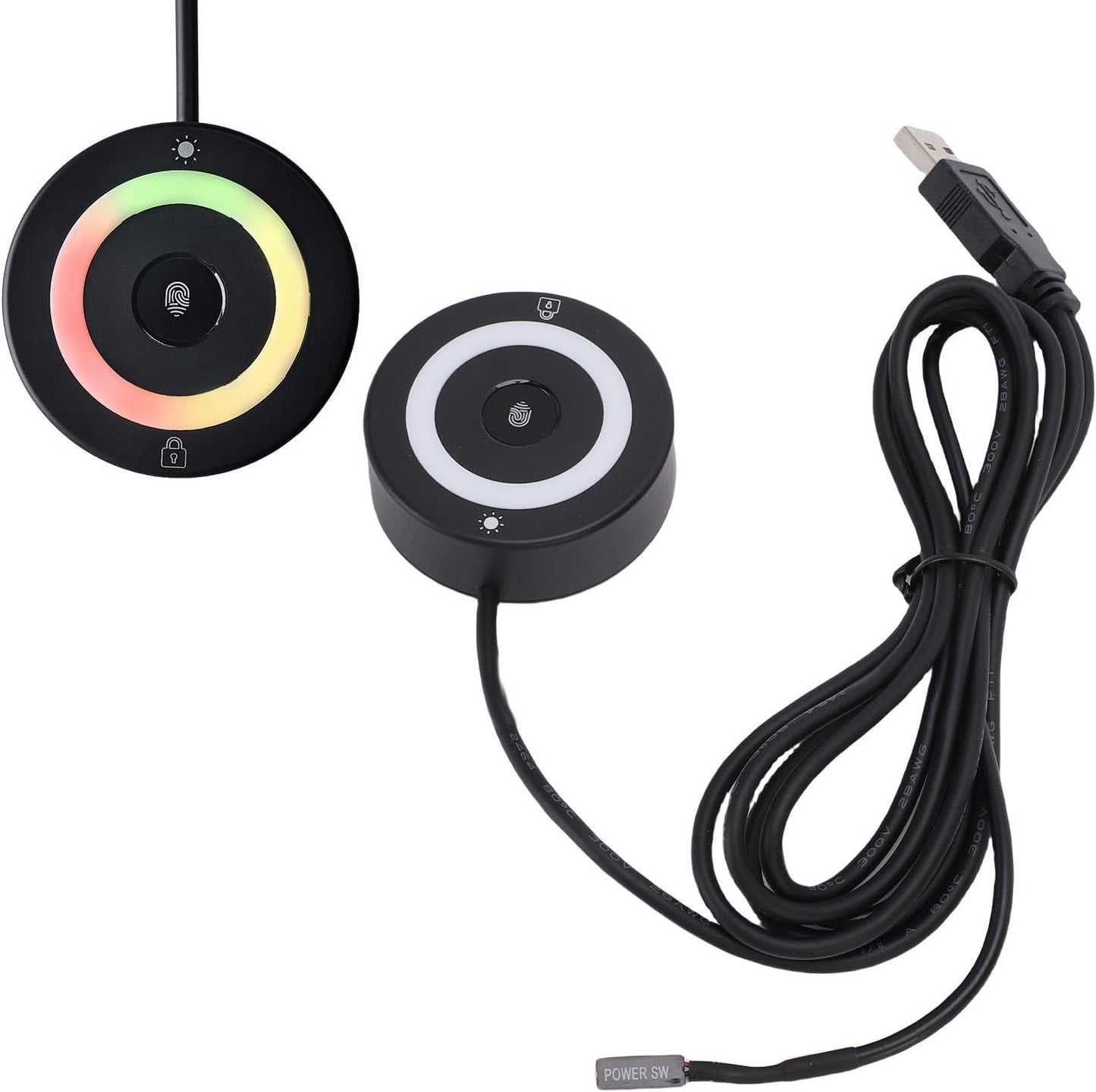 ciciglow 10 11, 4.9ft 360 USB Fingerprint Reader for Wins for Wins Hello Biometric Fingerprint Scanner with Cable, RGB