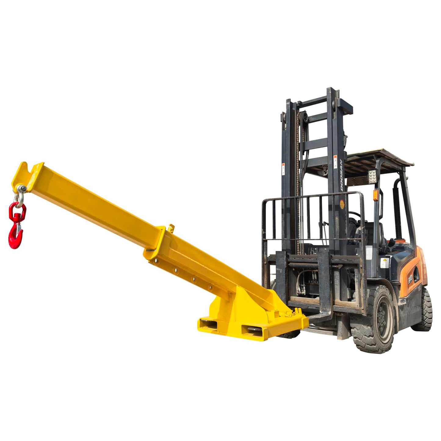 TECHTONGDA 11000LB/5T Capacity Forklift Jib Boom Crane, Forklift Mobile Crane Hoisting Attachment, Max Adjustable Boom Length 96.5 Inch, Towing Handling Equipment with Adjustable Hook Points