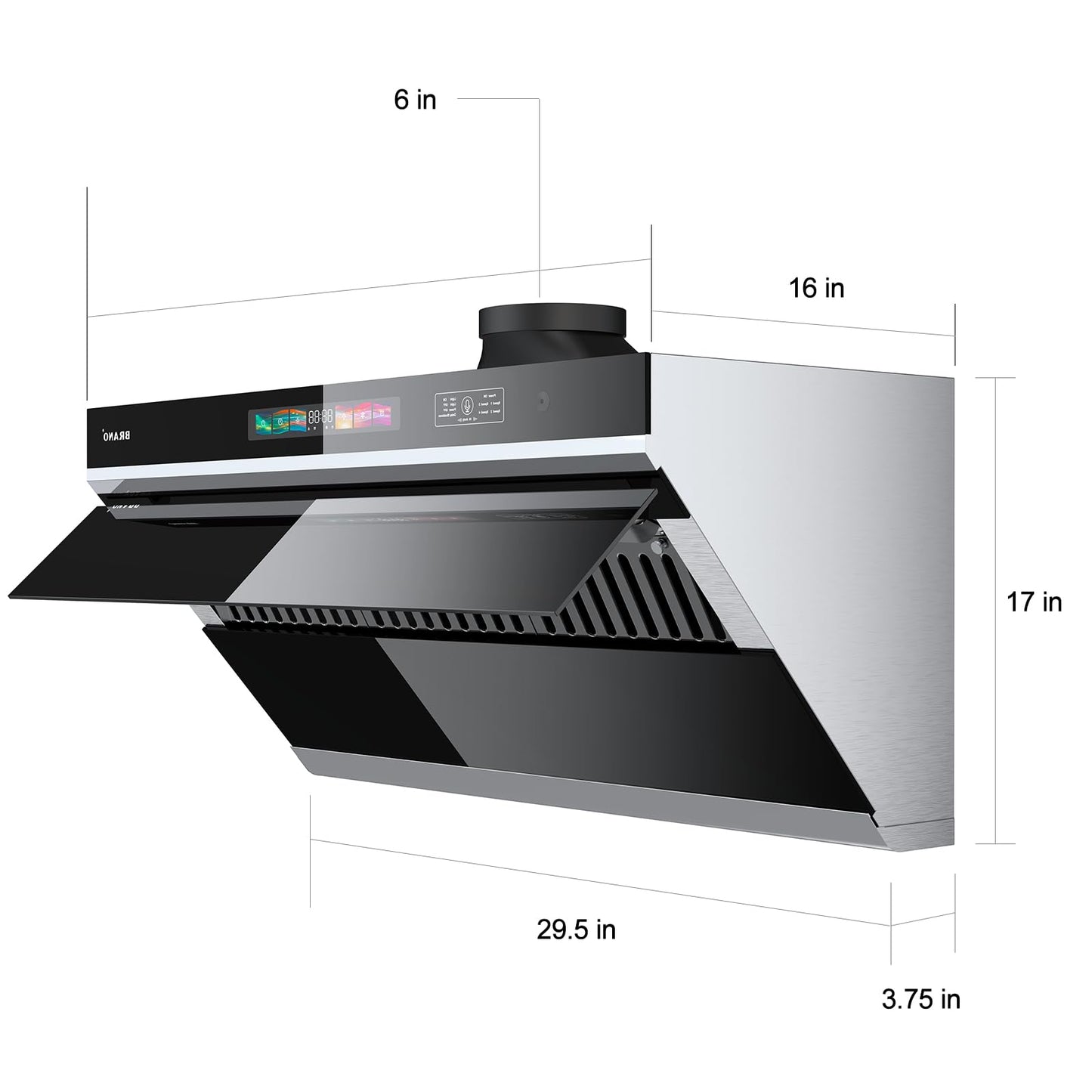Under Cabinet Range Hood 30 inch, 900 CFM Kitchen Hood with Voice/Gesture/Touch Control,Ducted/Ductless Convertible Stainless Steel Range Hood, 4 Speed Exhaust Fan,Adjustable Lights