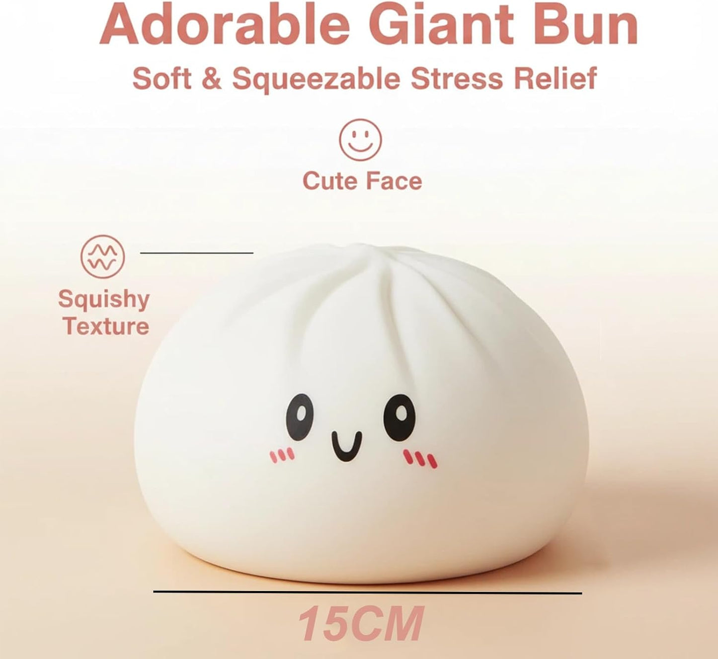 Skiennix Jumbo Dumpling Squishy - Giant Stress Ball for Adults | Soft Decompression Tool (Pink, 15cm)
