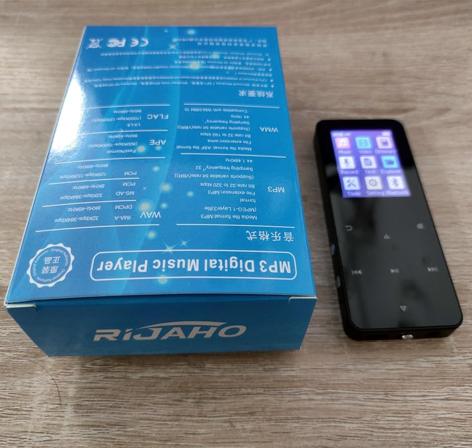 RIJAHO 64GB MP3 5.0 2.0 inch Player with Bluetooth Screen Touch Button Portable Hi-Fi Lossless Music Player Speaker