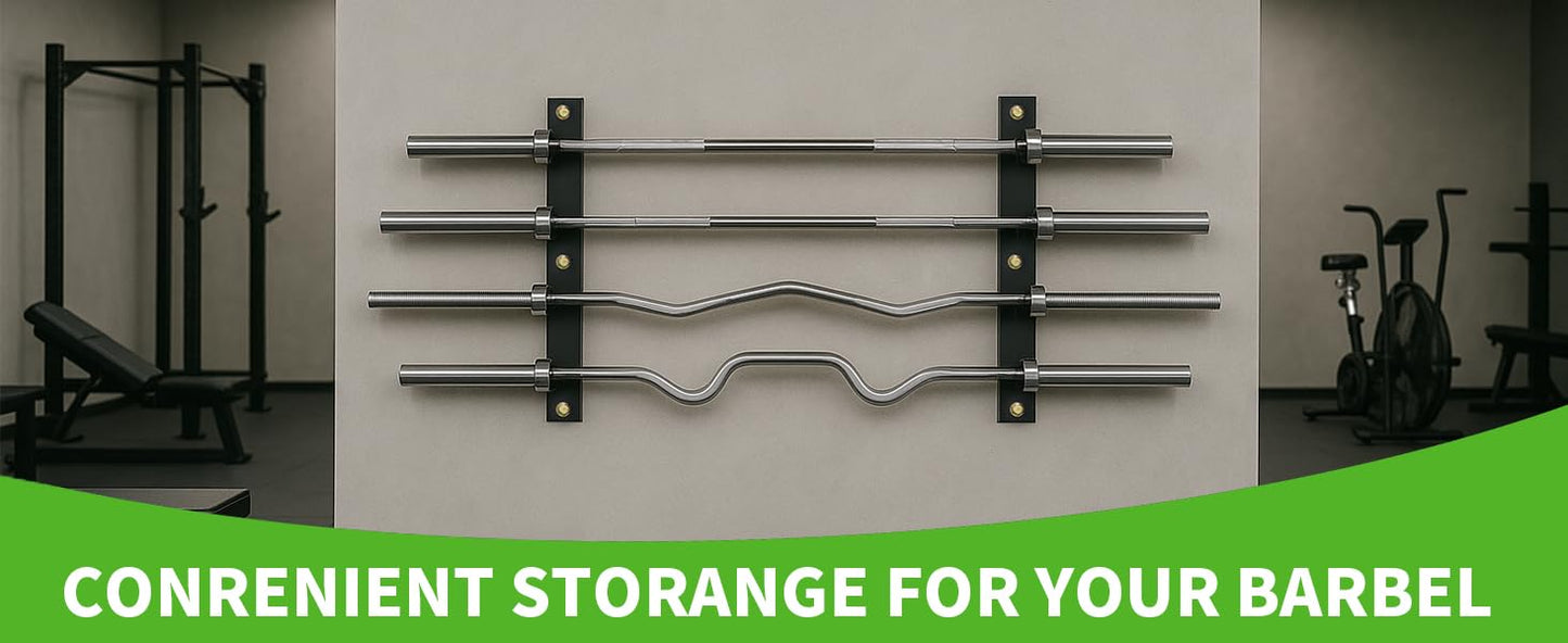 Barbell Rack Single Hook Wall Mount Heavy Duty Vertical Barbell Holder Weight Bar Holder for Olympic Barbell, Curl bar, Commercial or Home Gym Accessory (4 bars) (Black-4pis)