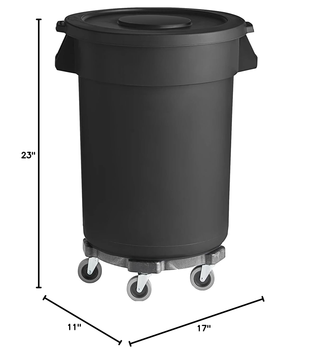 PRO&Family 32 Gallon Round Trash Can - Heavy-Duty Rolling Waste Container with Lid for Kitchen & Office (Black)