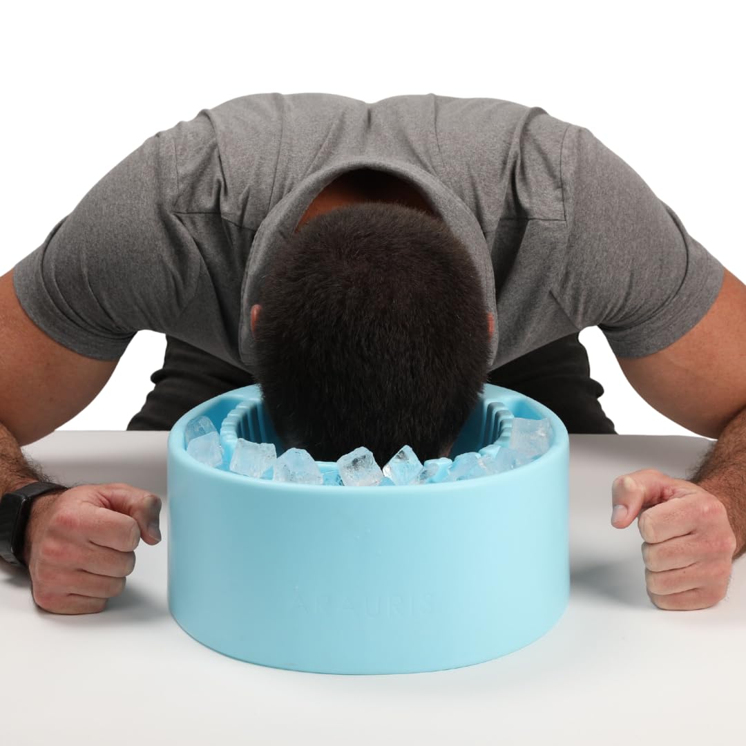 Arauris Facial Cold Plunge Ice Bowl with Separate Chamber for Ice & Breathing Tube - Patented Face Ice Bath Bowl for Cold Water Therapy - Depuffing, Tightening and Brightening Skincare Tool