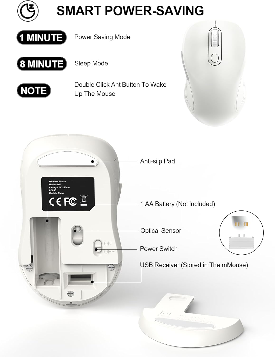 Trueque 2.4GHz 3 6 M01 Wireless Mouse for Laptop, Ergonomic Computer Mouse with Back & Forward Buttons, Adjustable DPI
