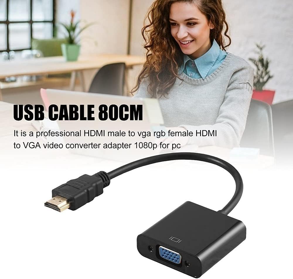 Zuya 1080P HDMI to VGA Adapter,Gold-Plated HDMI to VGA Adapter Converter Full HD External Video Card Multi Monitor
