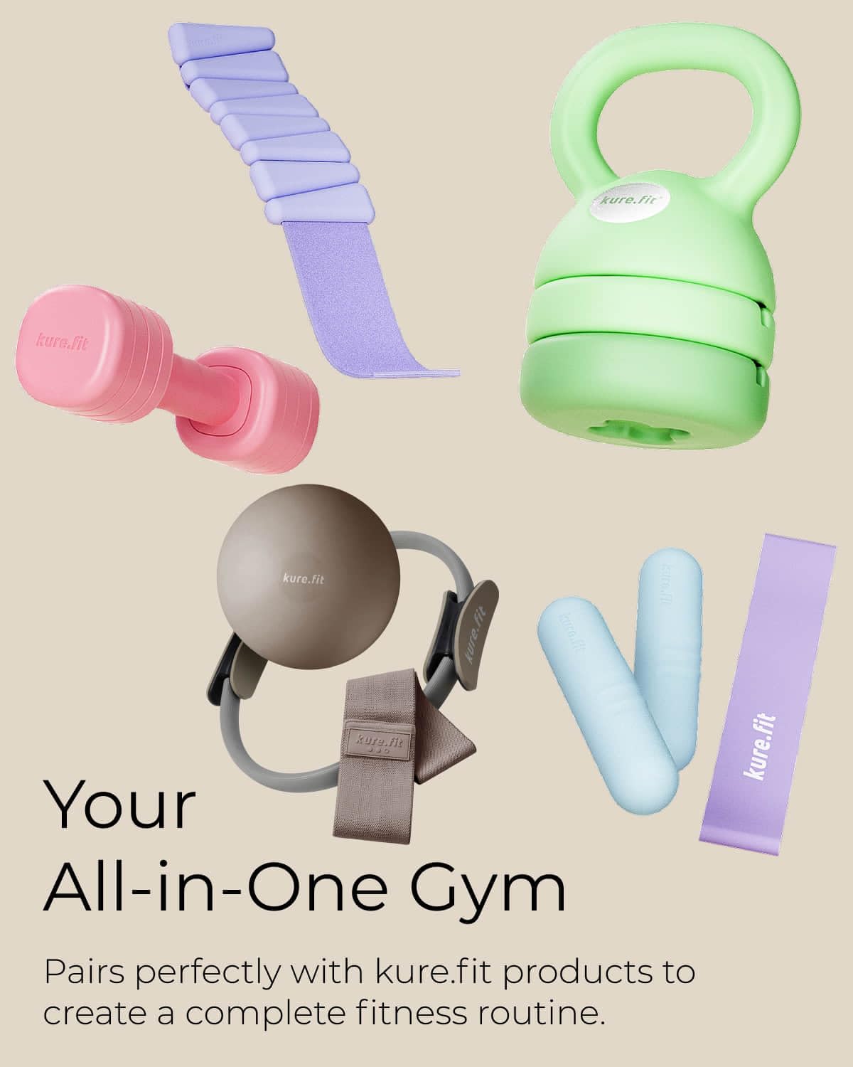 kure.fit Adjustable Dumbbell Set|2LB 3LB 4LB 5LB Light Hand Weights for Women|One-Twist Weight Adjustment|Non-Slip Curved Grip Handle|Free Weights for Home Gym, Rehab, Pilates, Yoga, Strength Training