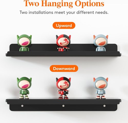 Lifewit Floating Shelves - 15" Acrylic Wall Organizer for Perfume & Makeup | Black, 6 Pack
