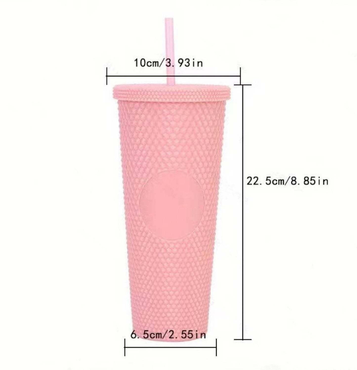 Xsite 24oz Studded Stylish Tumbler with Screw Lid and Straw, Double Wall Travel Tumbler, Reusable, BPA Free (Peach)