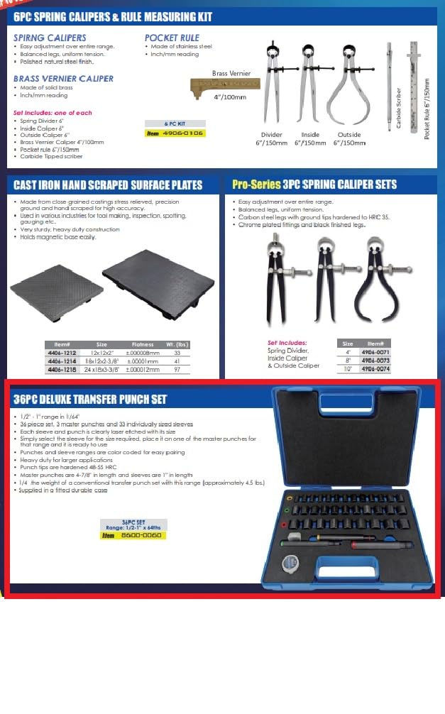 HHIP 8600-0060 36 Piece Deluxe Transfer Punch Set, 1/2-1" X 64THS