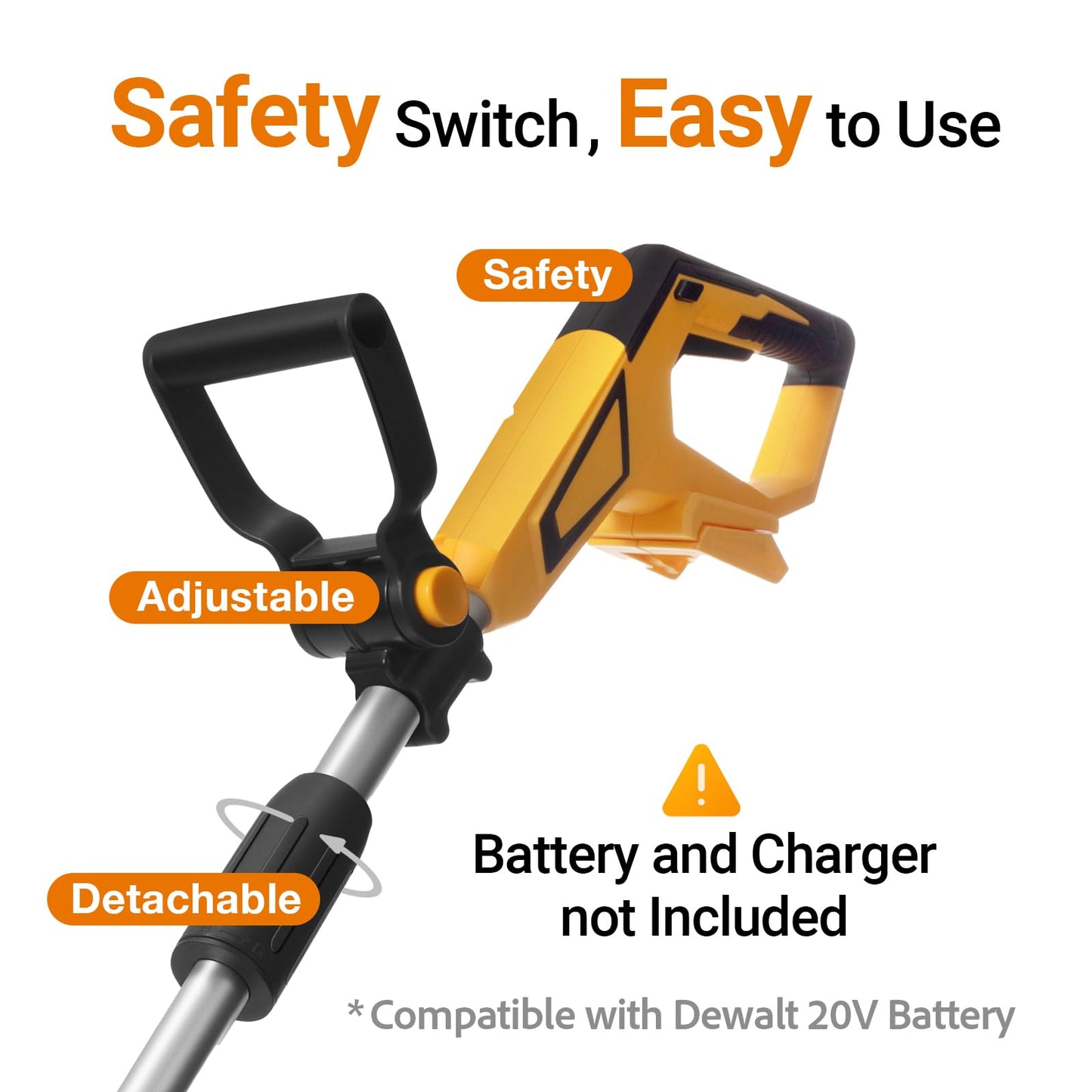 Brushless Tiller Cultivator Compatible with Dewalt 20V Battery(Tool Only), 8.9In Tilling Width and 7.1In Depth Cordless Electric Garden Tiller, Battery Powered Rototiller for Lawn/Gardening