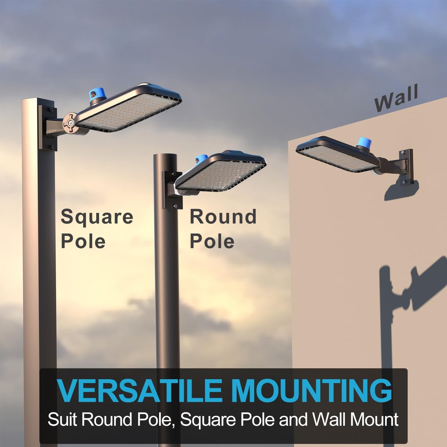 Lightdot 240W LED Parking Lot Lights Outdoor(60000LM Eqv 1000W HPS) 5000K Parking Lot Light Commercial, AC100-277V IP65 Led Pole Light Arm Mount with Photocell for Driveway Street Garage Yard-5Pack