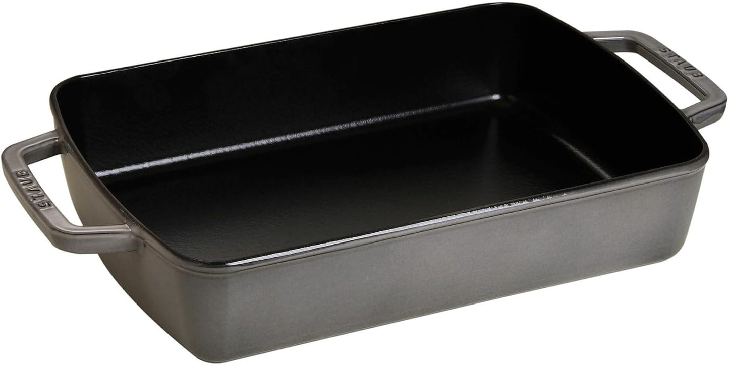 Staub Cast Iron Roasting Pan - 12-Inch x 8-Inch, Graphite Grey | Premium Quality Made in France