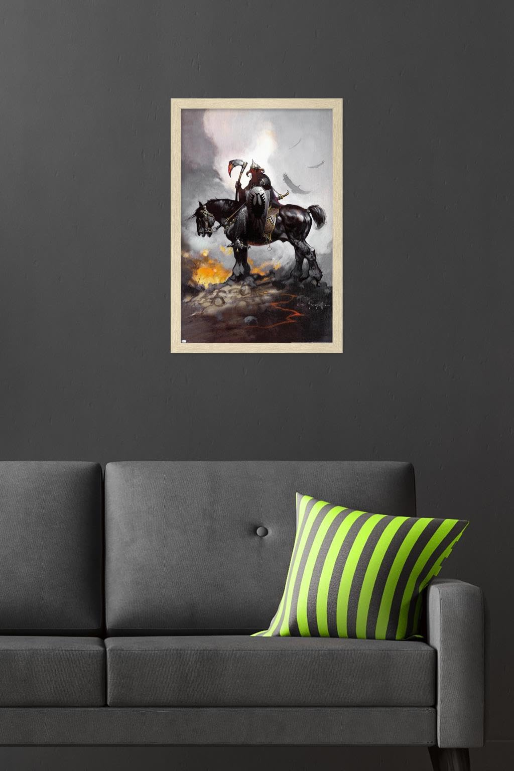 Frank Frazetta - Death Dealer 1 Wall Poster, 22.4L" x 14.7W", Blonde Framed Version