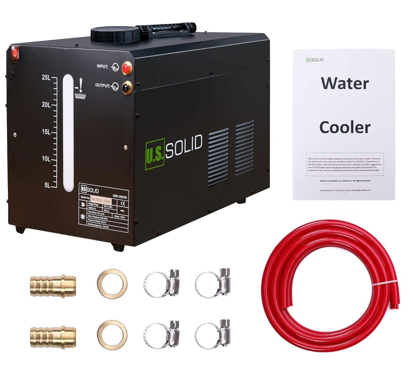 U.S. Solid Water Cooler 25L - Tig Welder Torch Water Cooling Machine - Wind Tunnel Heat Dissipation System TIG MIG Welder with Transparent Window - Improved Cooling Effect - Non-Leak Design
