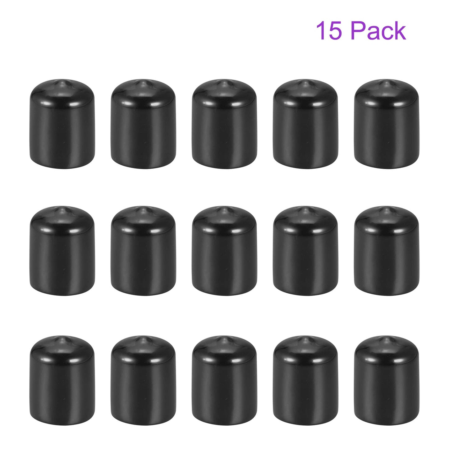 DMiotech 15 Pack 20mm ID Black Screw Thread Protectors Rubber End Caps Bolt Covers for Screw Bolt Furniture Pipe