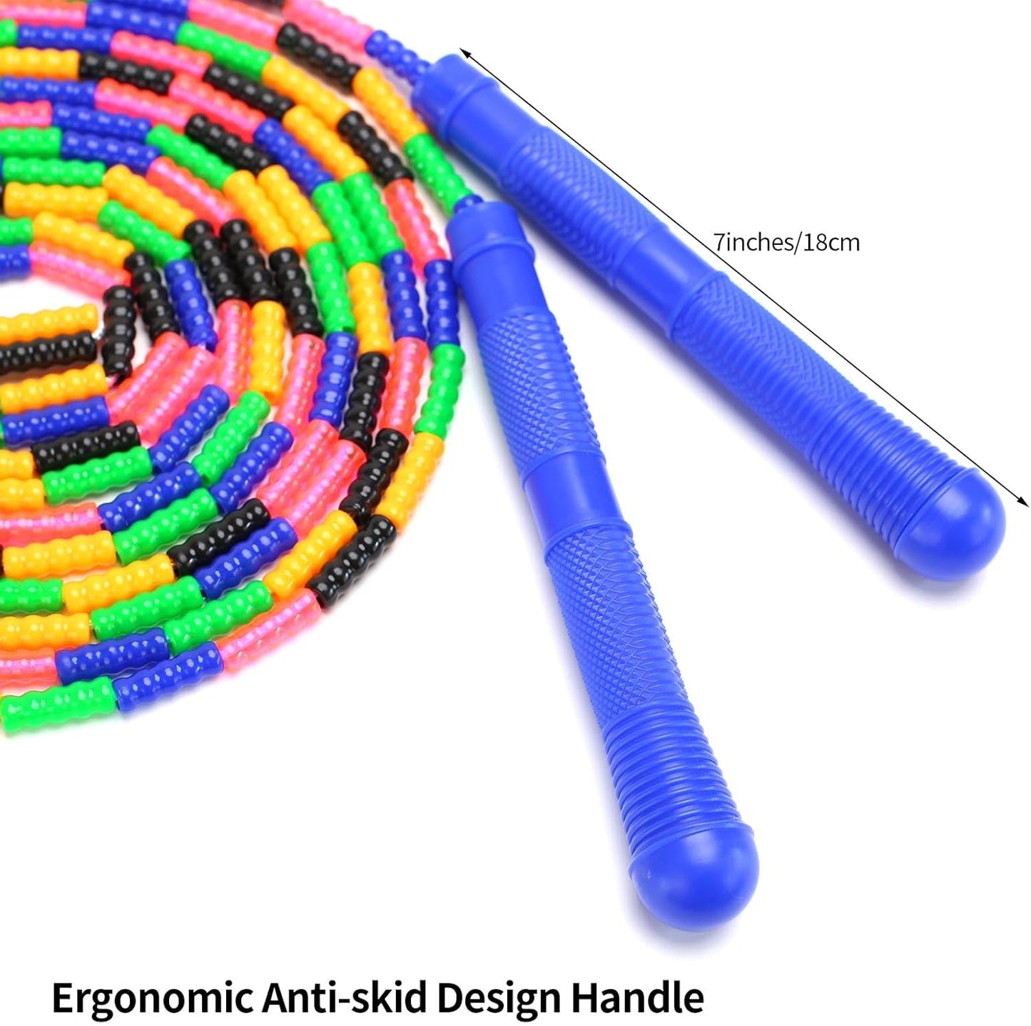 Dutch Jump Rope 16 FT 1 Pack/2 Pack, Long Soft Beaded Jump Rope, Adjustable Segmented Skipping Rope for Kids Adults, Multiplayer Jumping Rope for Fitness Outdoor