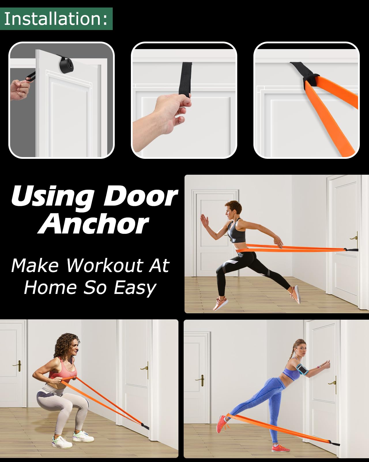 Zacro Resistance Bands Set with Door Anchor, 6 Levels Heavy Duty Pull Up Exercise Bands for Working Out, Muscle Power Strength Training, Physical Therapy, Home Fitness Gym Equipment for Men & Women