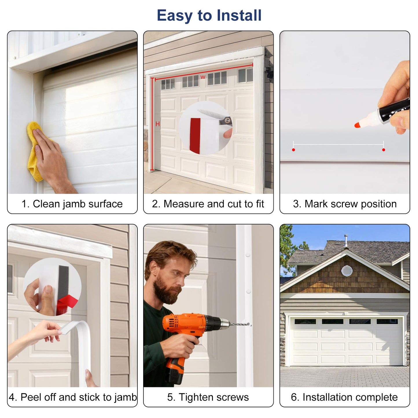 Garage Door Seal Top and Sides, 40 FT Garage Door Weather Stripping Side Seal, Universal Weatherproofing TPE Trim Seals Weather Strip White