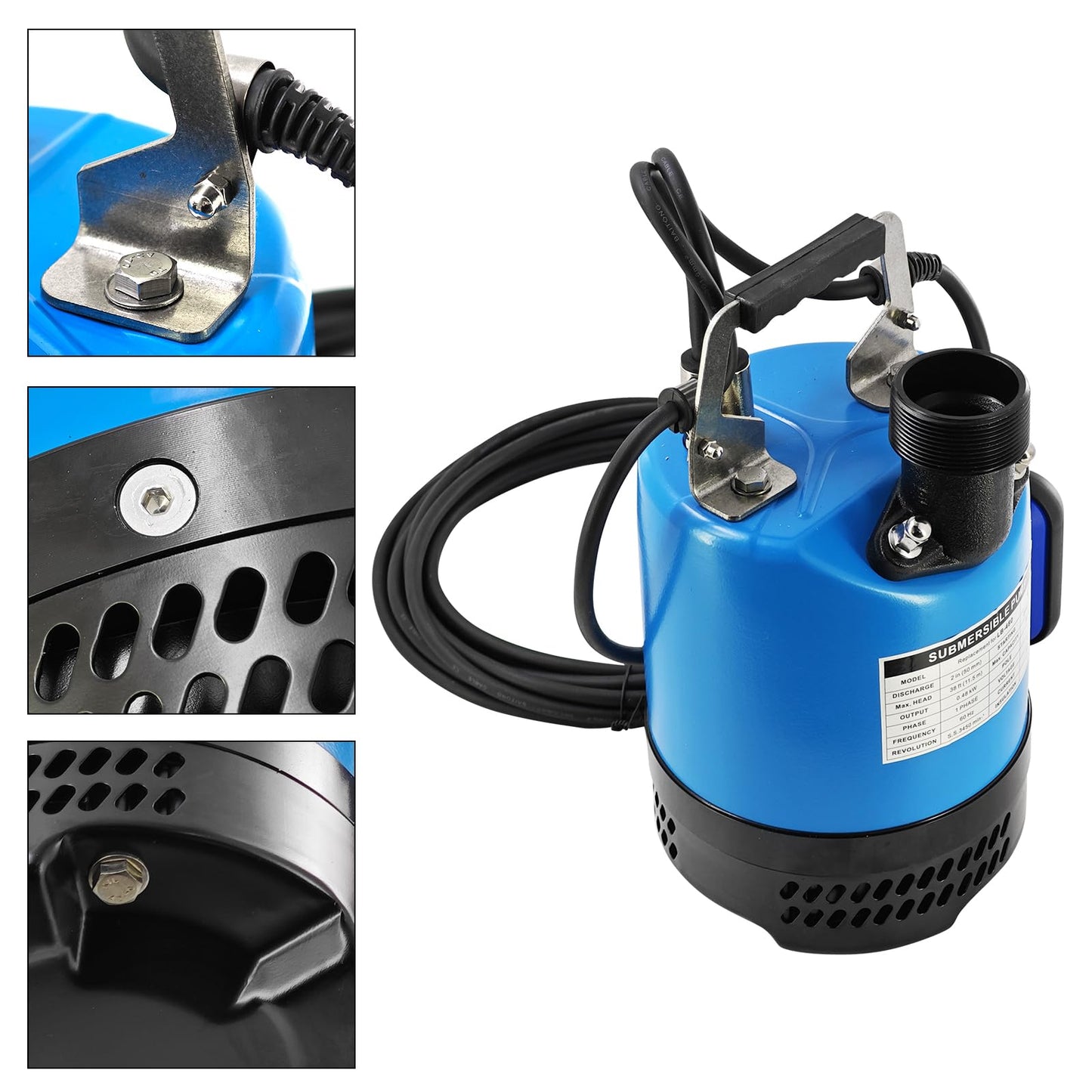 LB-480 2/3 HP 115 V Auto Float Switch Submersible Dewatering Pump Replacement for LB-480-62 LB480 2'' Straight Male NPT Submersible Drainage Utility Pump Single Phase 50 GPM / 3000 GPH