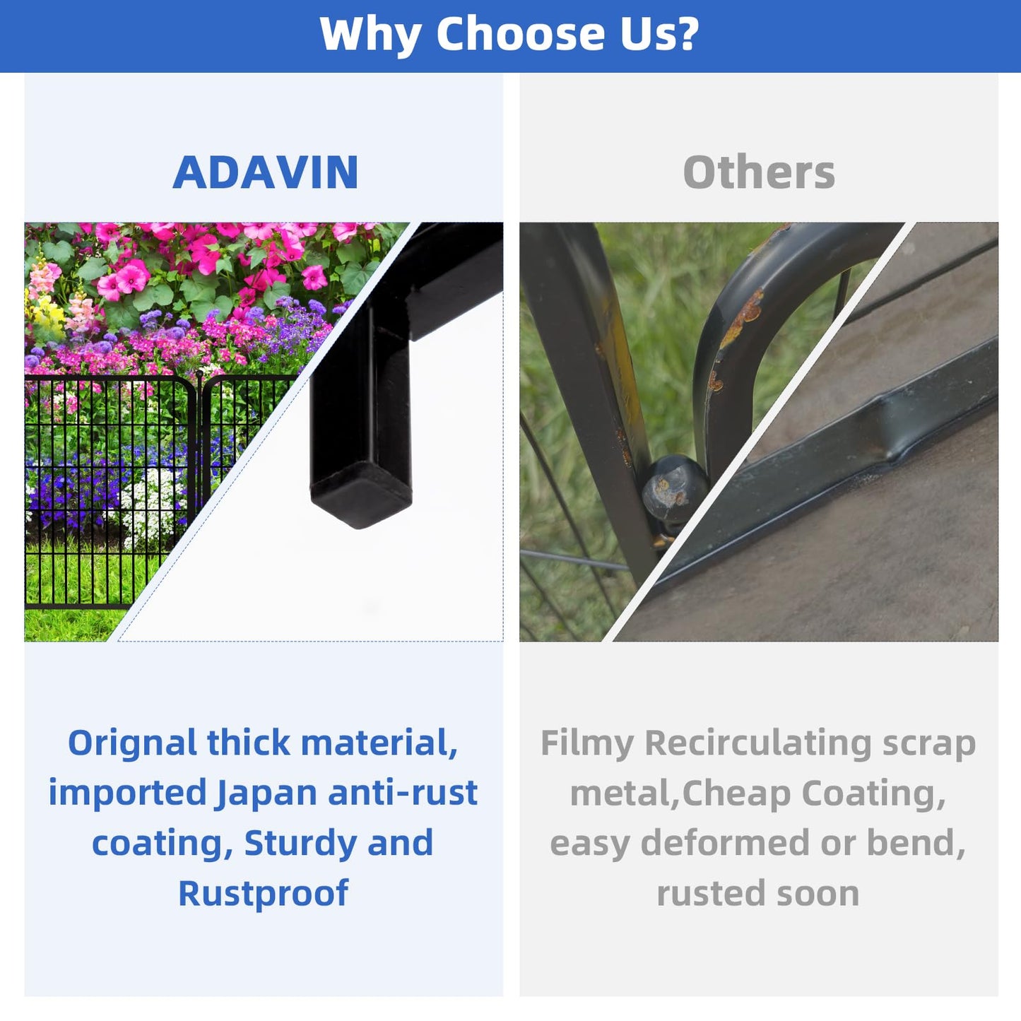 ADAVIN Garden Fence with Gate 36 in(H)×31 Ft(L) 14 Panels, Camping Fence, Tall Animal Barrier Fence, Pet Fences for Dogs Outside, Black Metal Decorative Garden Fencing, Flower Bed Fencing