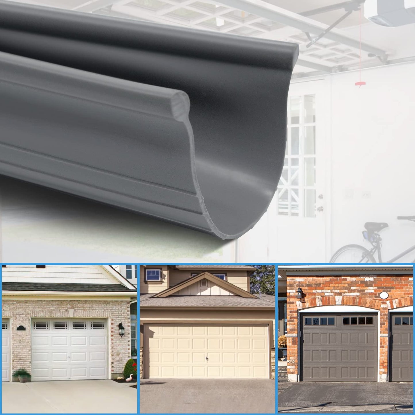 Garage Door Weather Seal - Bottom Seal Bead Type - Grey Vinyl (16')