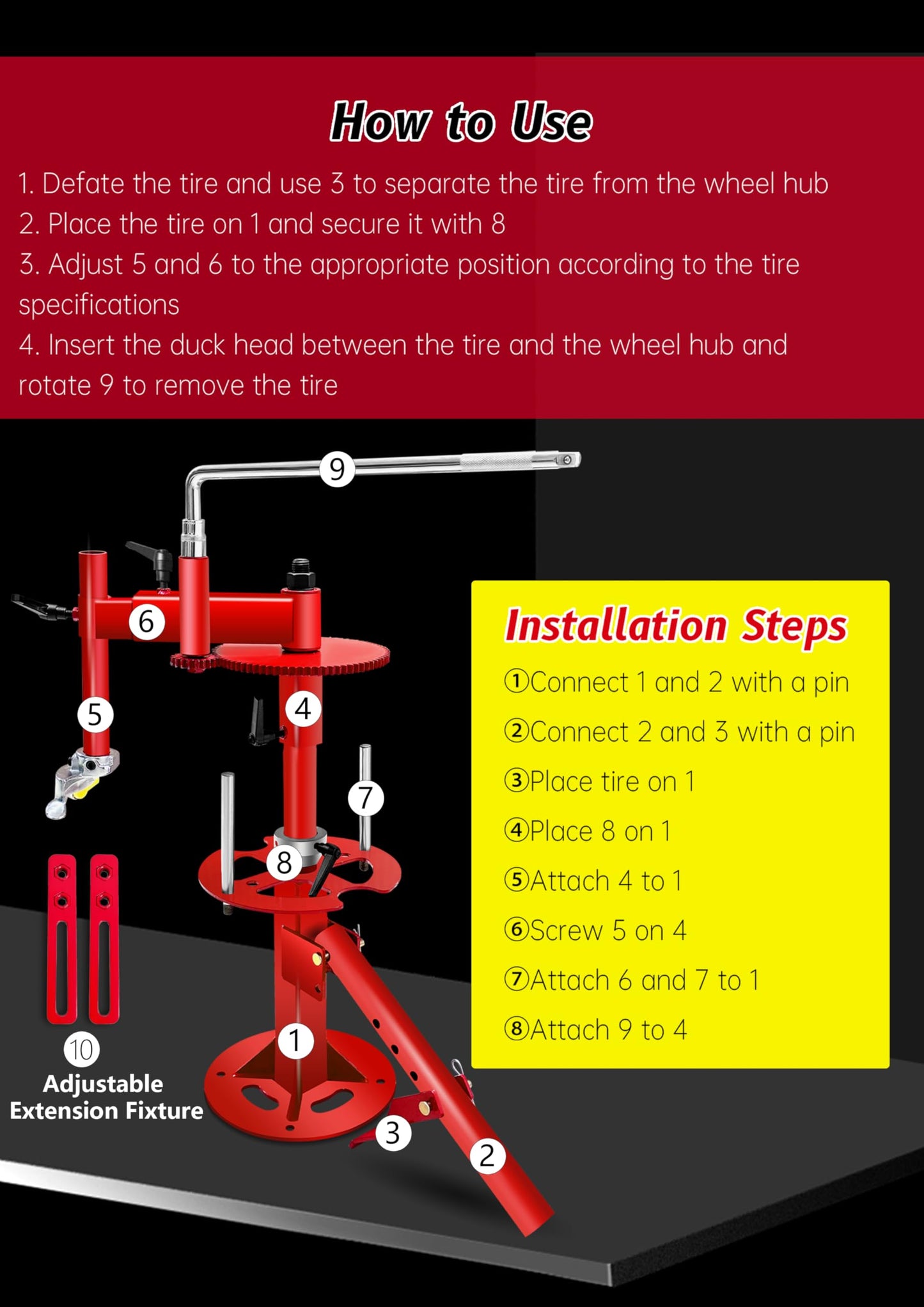 CGENWDCH Upgraded Tire Changer Machine with Gear Transmission System, 16''-21'' Tire Change, Fit for Car/Truck/Trailer/SUV/RV with 16" and Larger Wheels, Not Suitable for Motorcycles, Bicycles