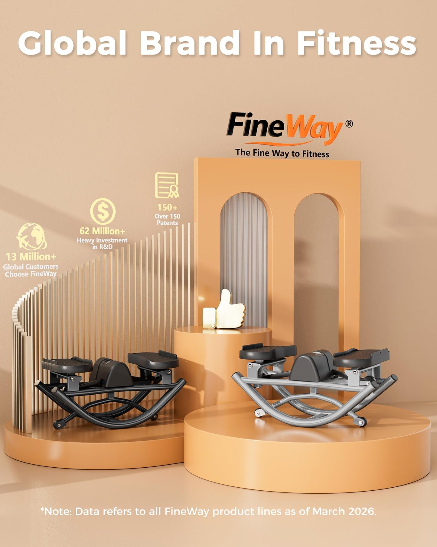 FineWay Upgraded Rock Stepper 2.0 for Exercise at Home, Rocking Stepper Side to Side, Low-Impact Knee-Friendly Exercise Machine with Resistance Bands, LCD Monitor & 330 LBS Capacity, Full Body Workout