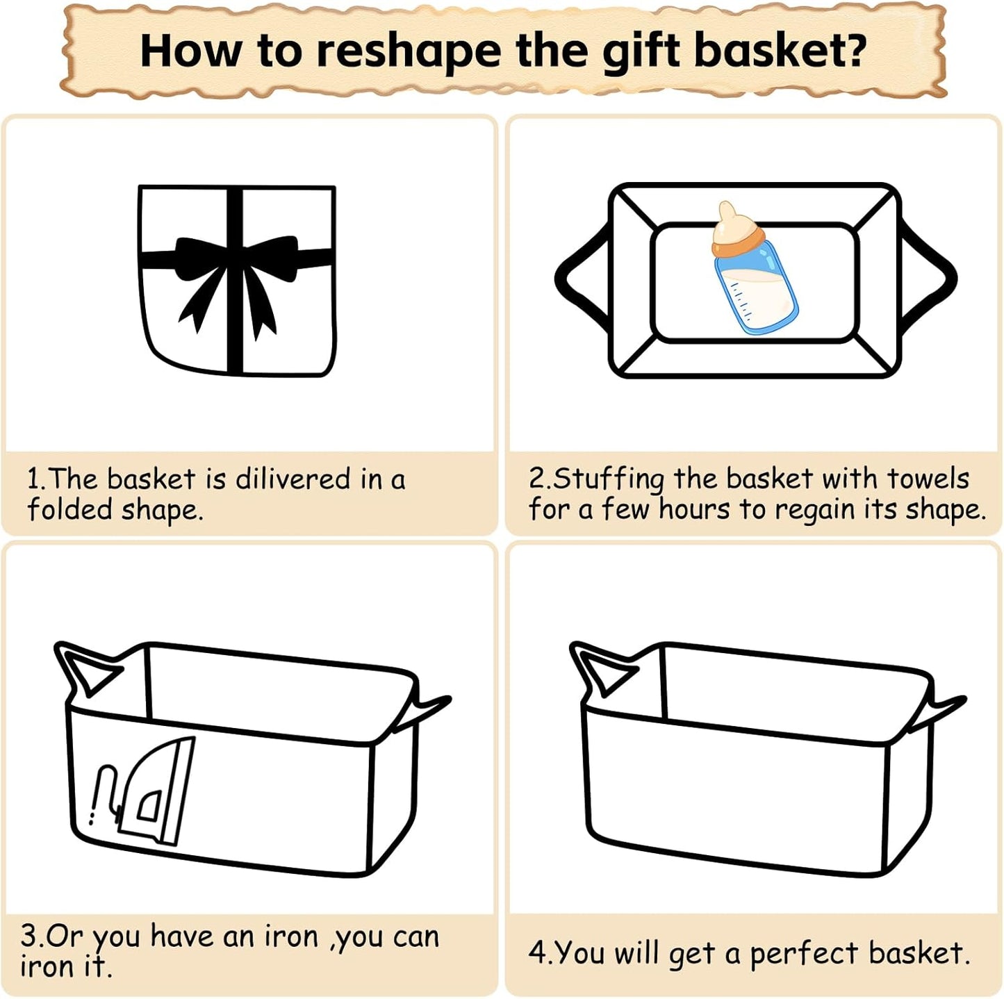 OIAHOMY Woven Storage Basket - Versatile Gift Basket with Handles for Baby Showers | White
