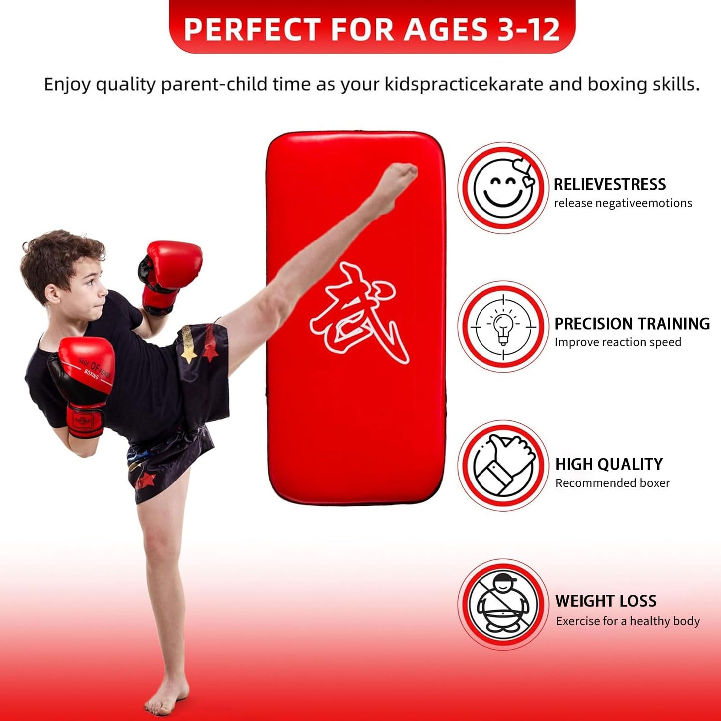 3-in-1 Boxing Pads and Kick Punching Mitts Set, Leather Hand Target Focus Pads, MMA Muay Thai Pads for Kicking Taekwondo Karate Kickboxing, Kids Adults Boxing Training Sparring Gear Equipment